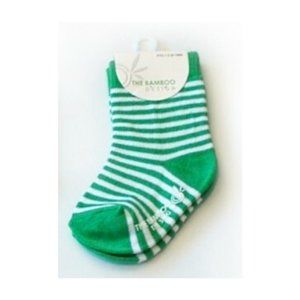 The Bamboo Design Baby Socks 0-6 Months Bamboo Cotton Blend Green Stripe Eco